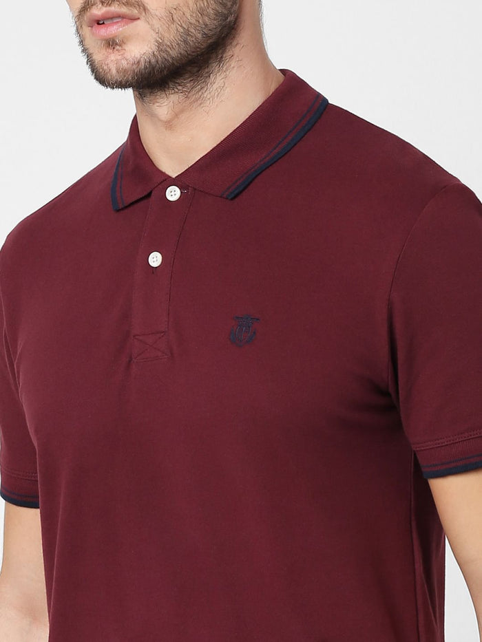 Burgundy Polo Neck T-Shirt