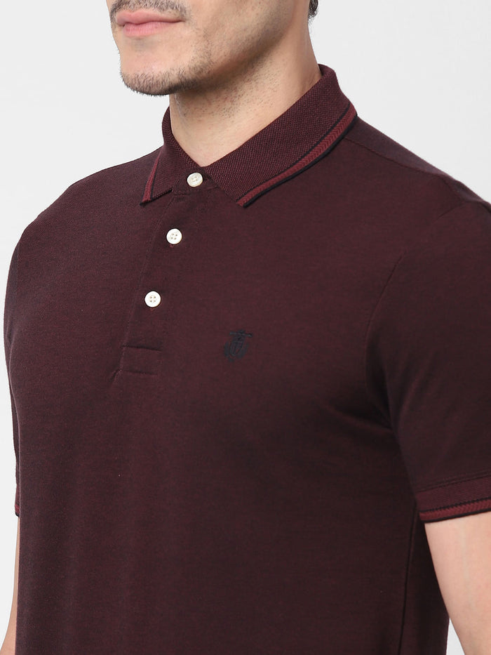 Burgundy Polo Neck T-Shirt