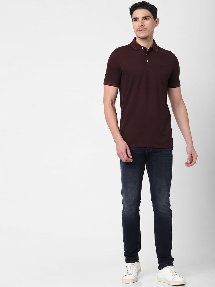 Burgundy Polo Neck T-Shirt