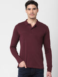 Burgundy Zip-Up Polo Neck T-Shirt