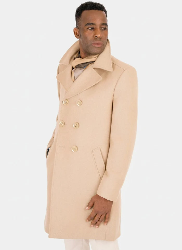 Camel Wool Peacoat - SARTORO