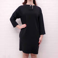 CELINE TUNIC DRESS WITH CREAM FOLDOVER DETAIL - SIZE 38
