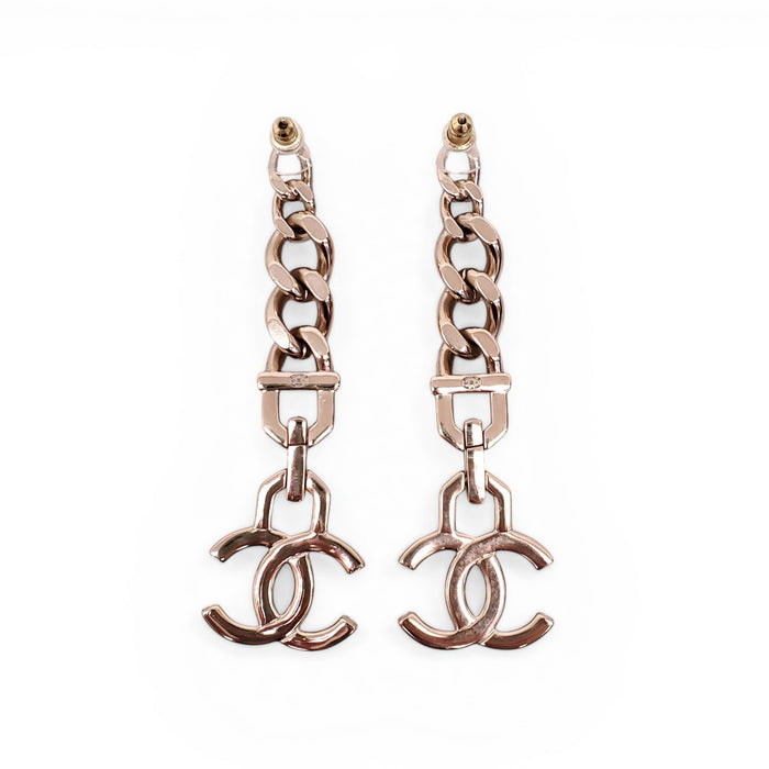 CHANEL CRYSTAL AND PEARL CC LOGO DROP EARRINGS