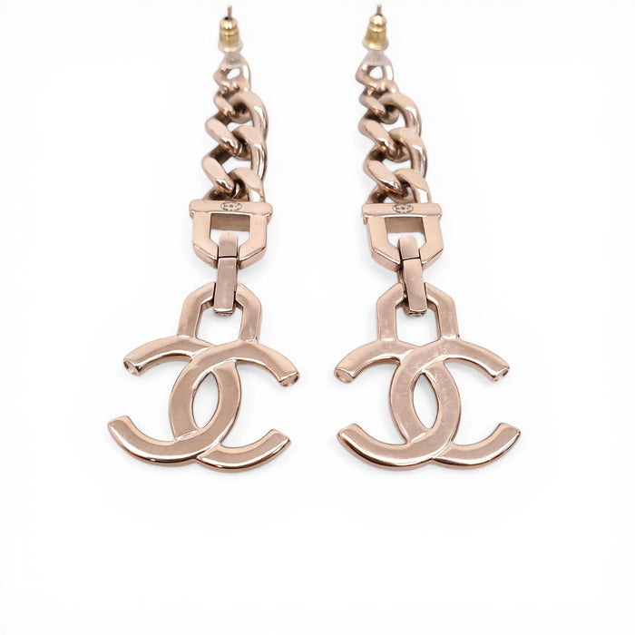 CHANEL CRYSTAL AND PEARL CC LOGO DROP EARRINGS