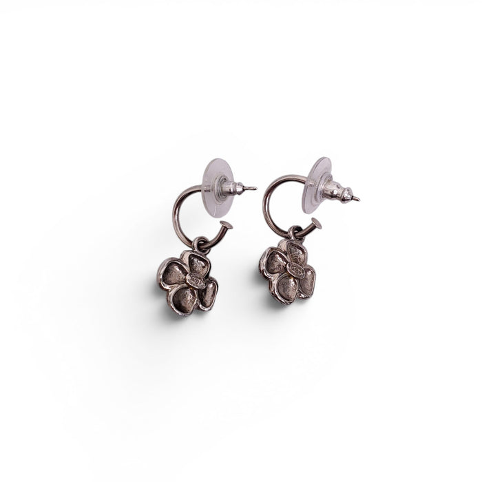 CHANEL ENAMEL CC CAMÉLIA DROP EARRINGS