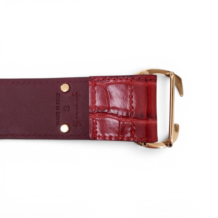 CHLOÉ BURGUNDY LOGO BELT - SIZE S