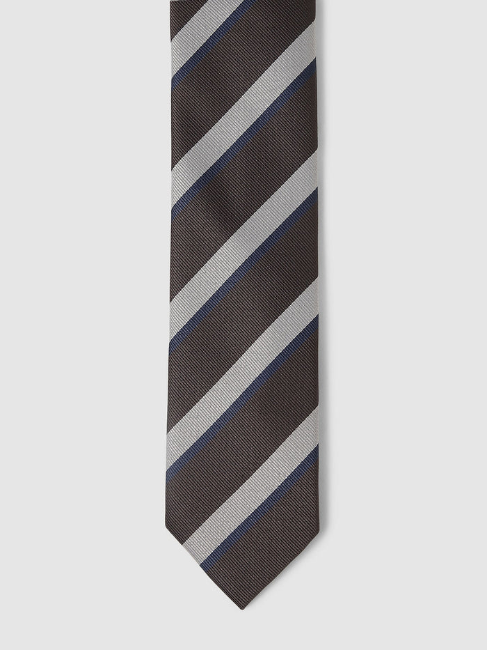 Coffee Brown Striped Tie
