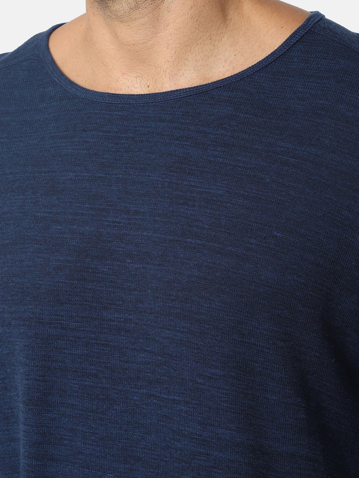 Dark Blue Full Sleeves Crew Neck T-Shirt