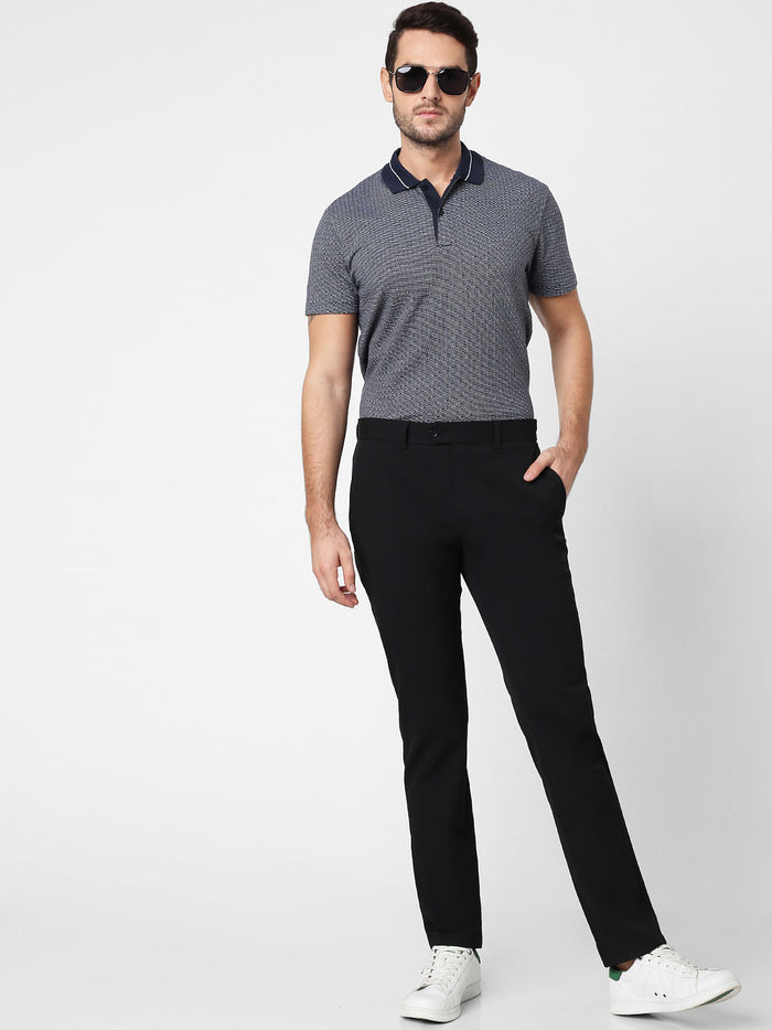 Dark Blue Polo Neck T-Shirt