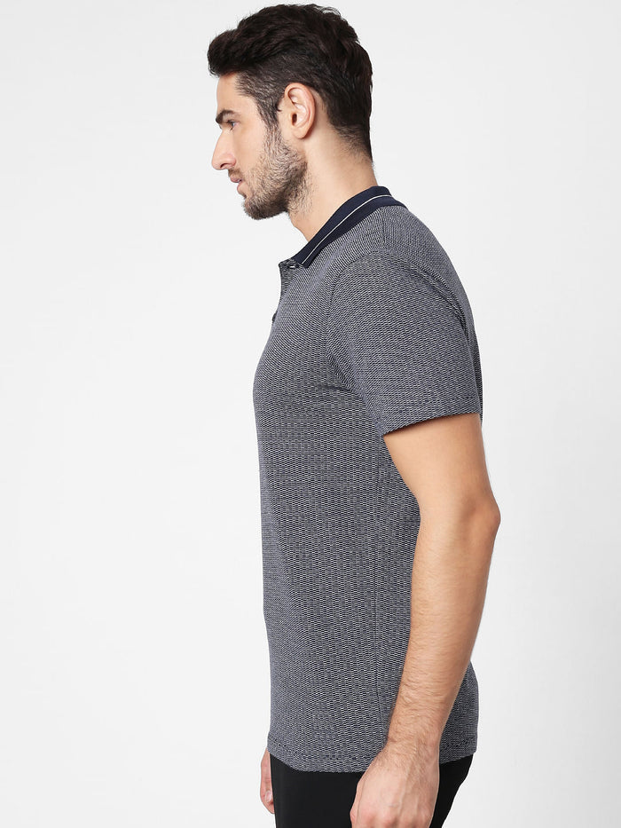 Dark Blue Polo Neck T-Shirt