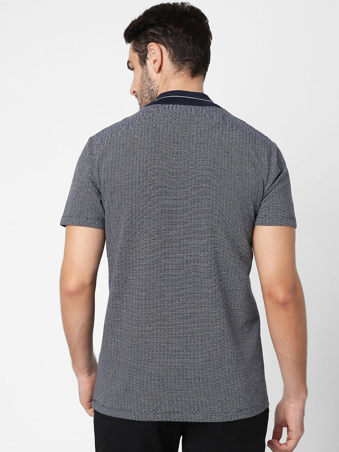 Dark Blue Polo Neck T-Shirt