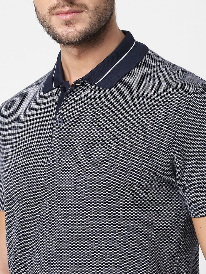 Dark Blue Polo Neck T-Shirt