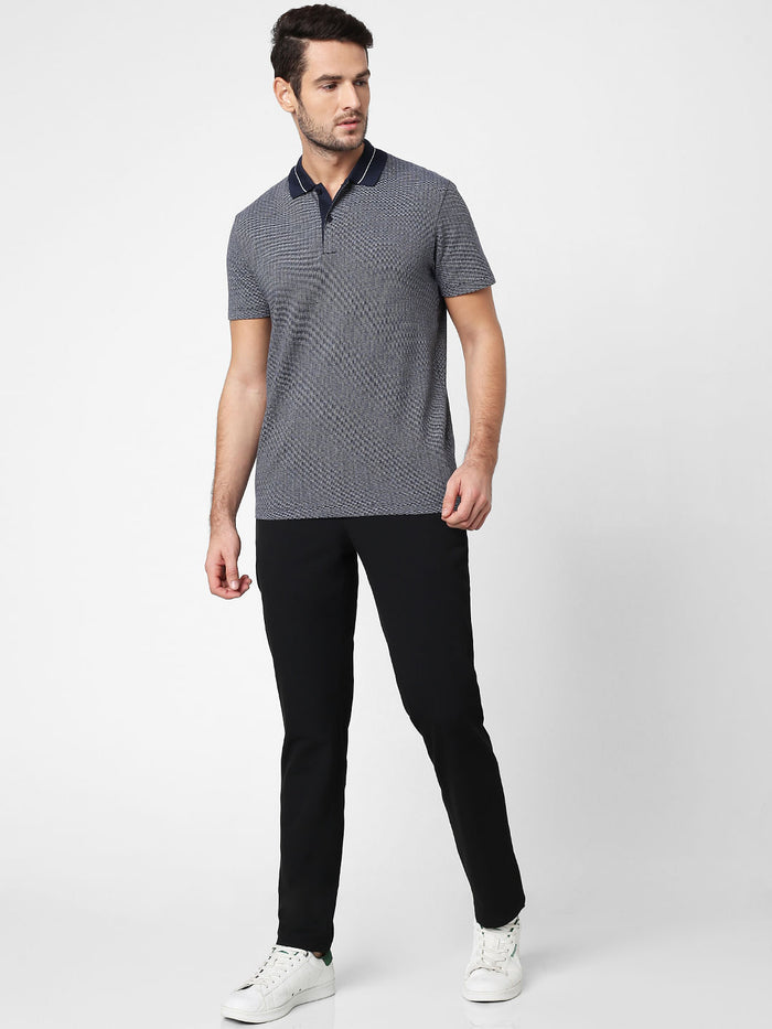 Dark Blue Polo Neck T-Shirt