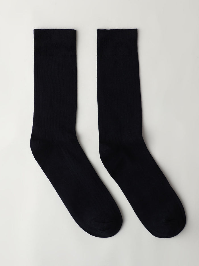 Dark Blue Ribbed Socks