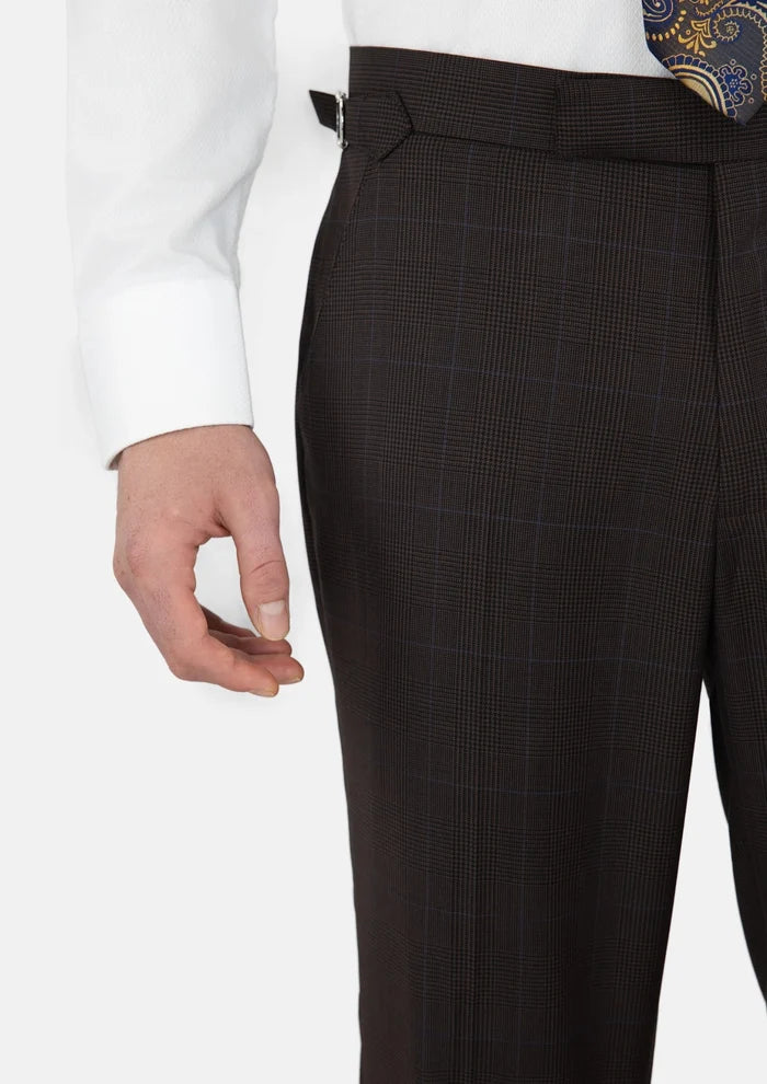 Dark Brown Prince Of Wales Pants - SARTORO