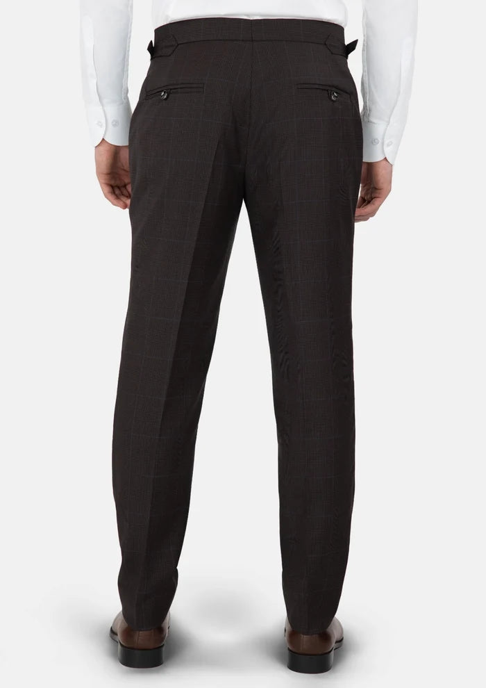Dark Brown Prince Of Wales Pants - SARTORO