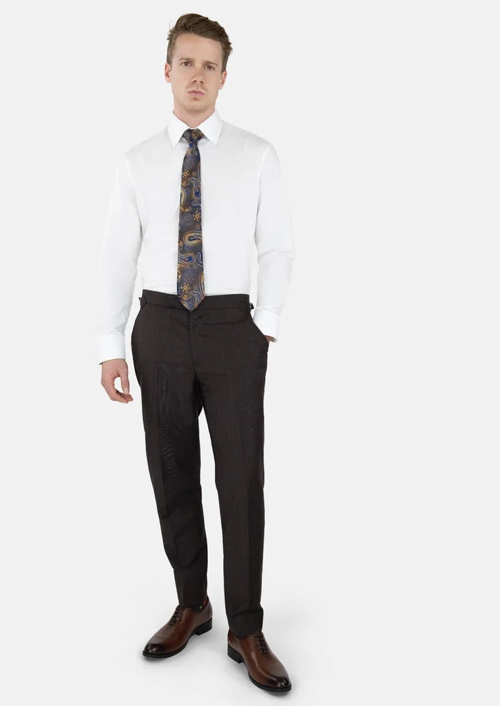 Dark Brown Prince Of Wales Pants - SARTORO