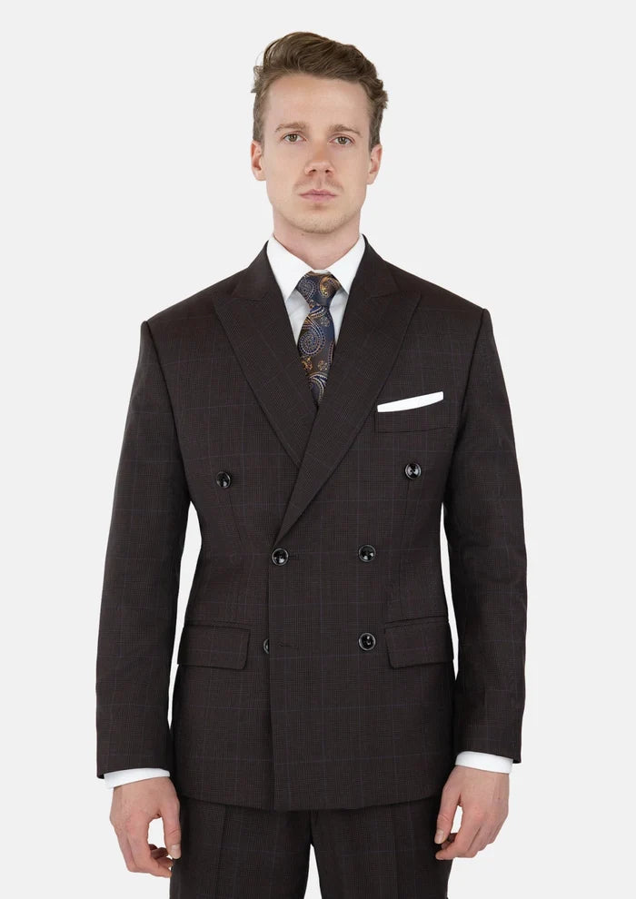 Dark Brown Prince Of Wales Suit - SARTORO
