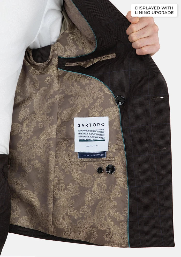 Dark Brown Prince Of Wales Suit - SARTORO