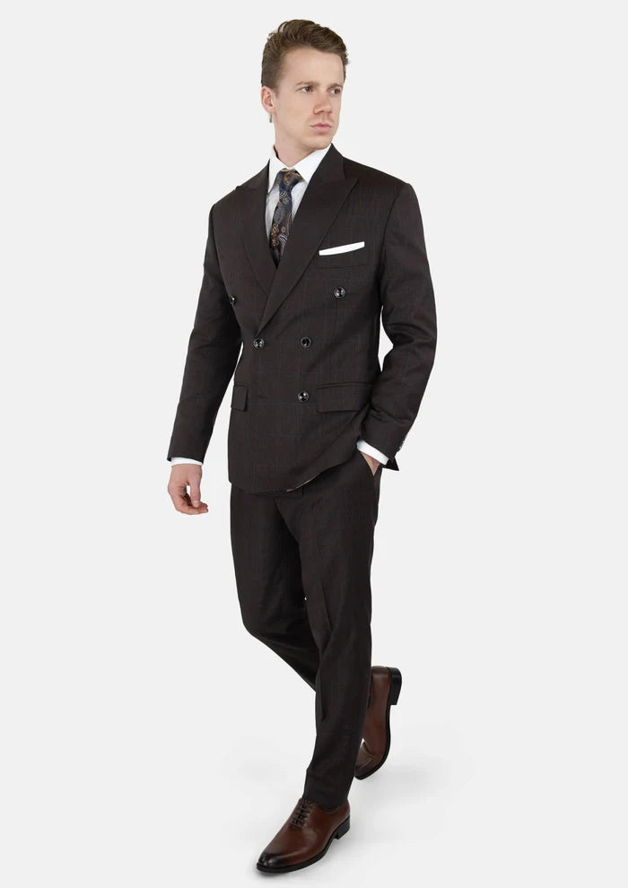 Dark Brown Prince Of Wales Suit - SARTORO