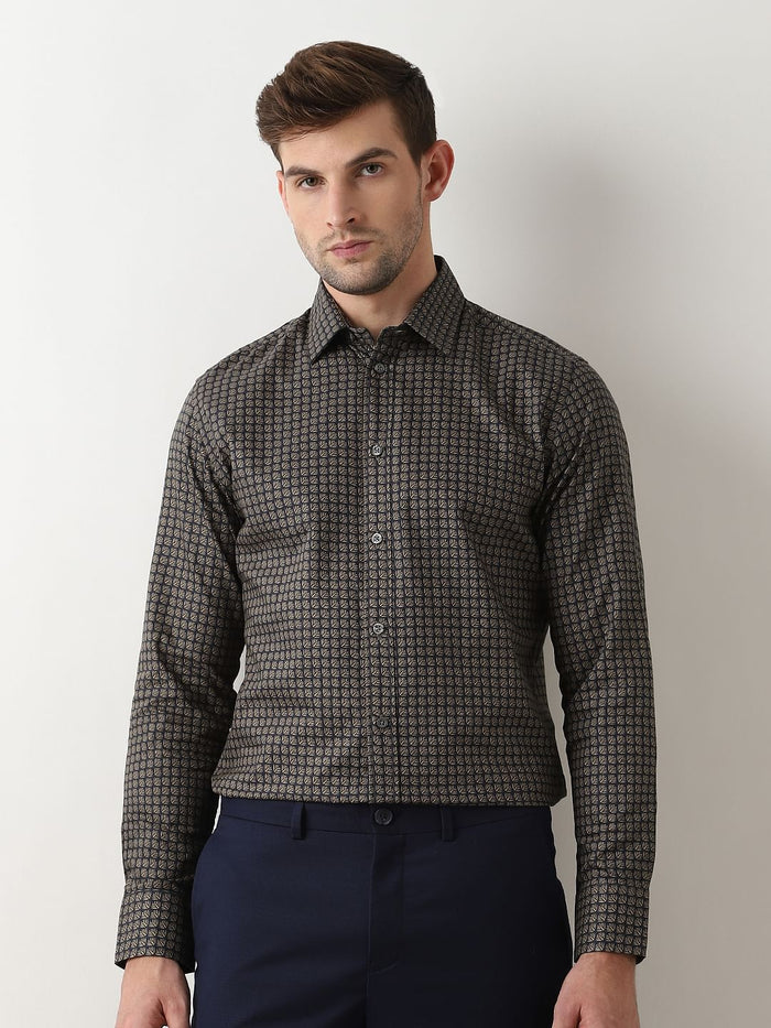 Dark Navy Printed Full Sleeves Shirt