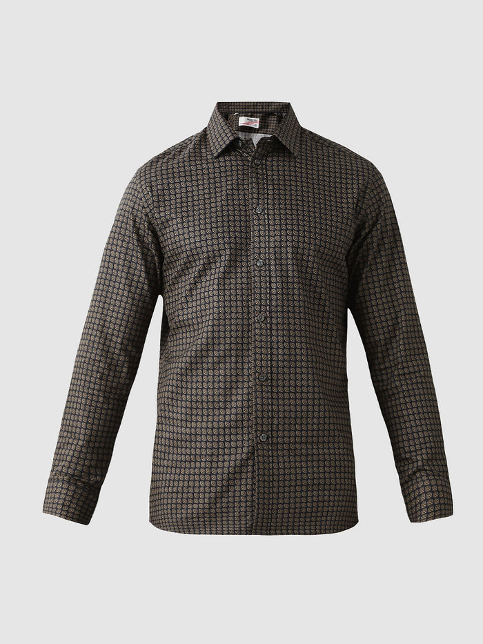 Dark Navy Printed Full Sleeves Shirt