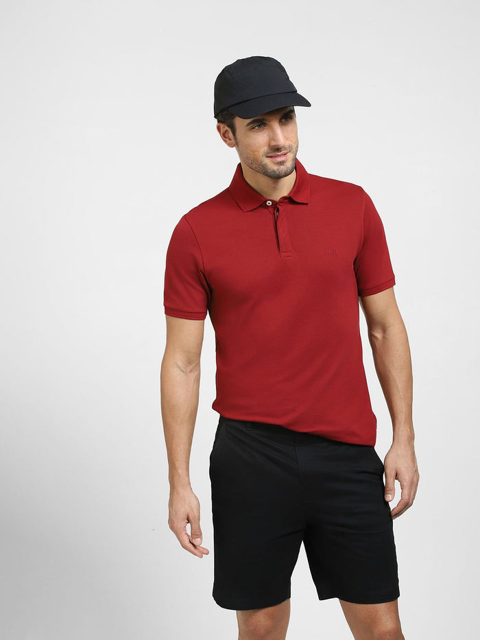Dark Red Polo Neck T-Shirt