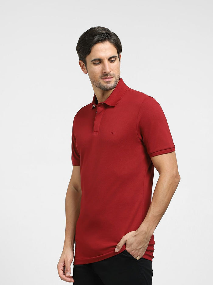 Dark Red Polo Neck T-Shirt