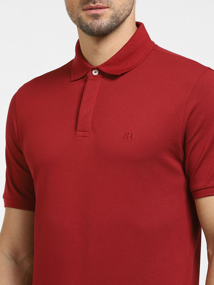 Dark Red Polo Neck T-Shirt