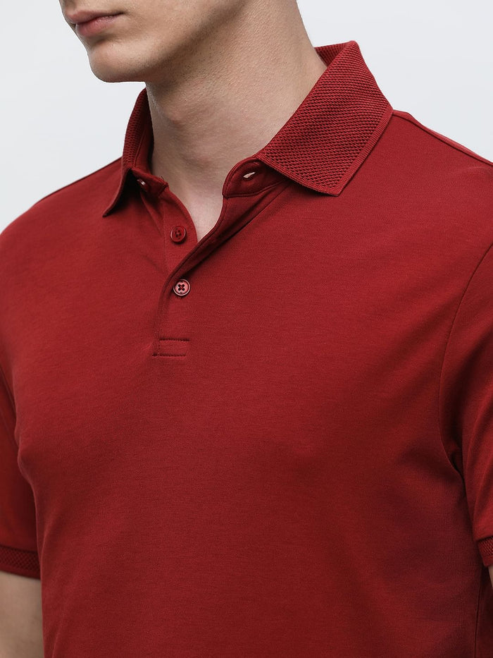 Dark Red Polo Neck T-Shirt