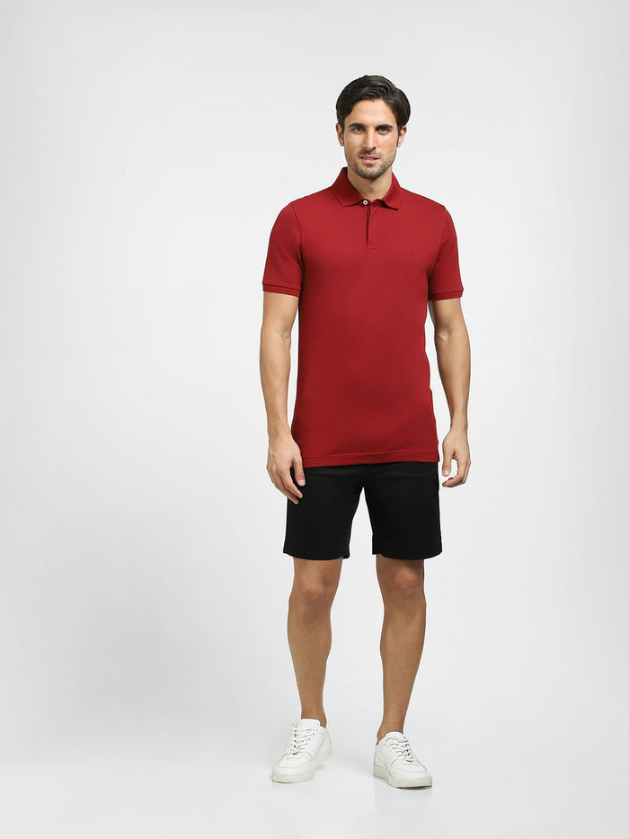 Dark Red Polo Neck T-Shirt