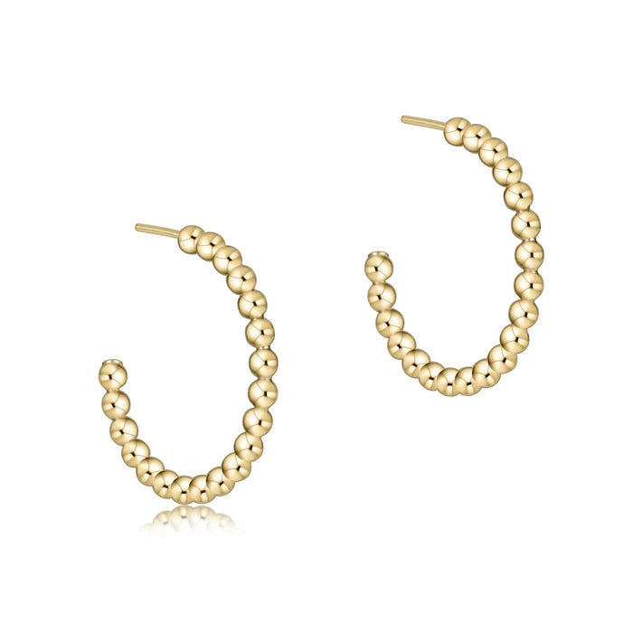 enewton Beaded Classic 1" Post Hoop- 2mm Gold