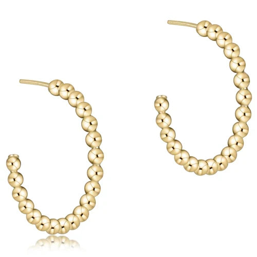 enewton Beaded Simplicity 1.5" Post Hoop- 4mm Gold