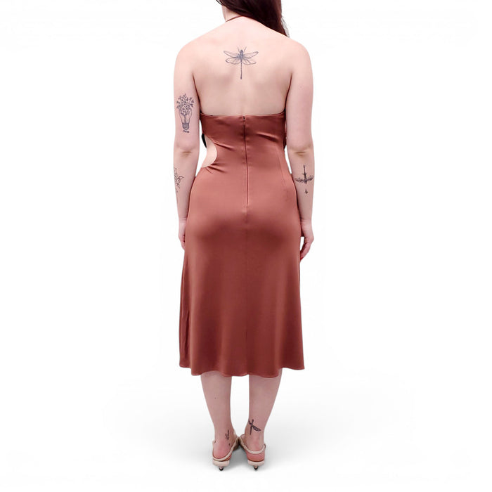 ET OCHS TERRACOTTA HALTER DRESS - SIZE 4