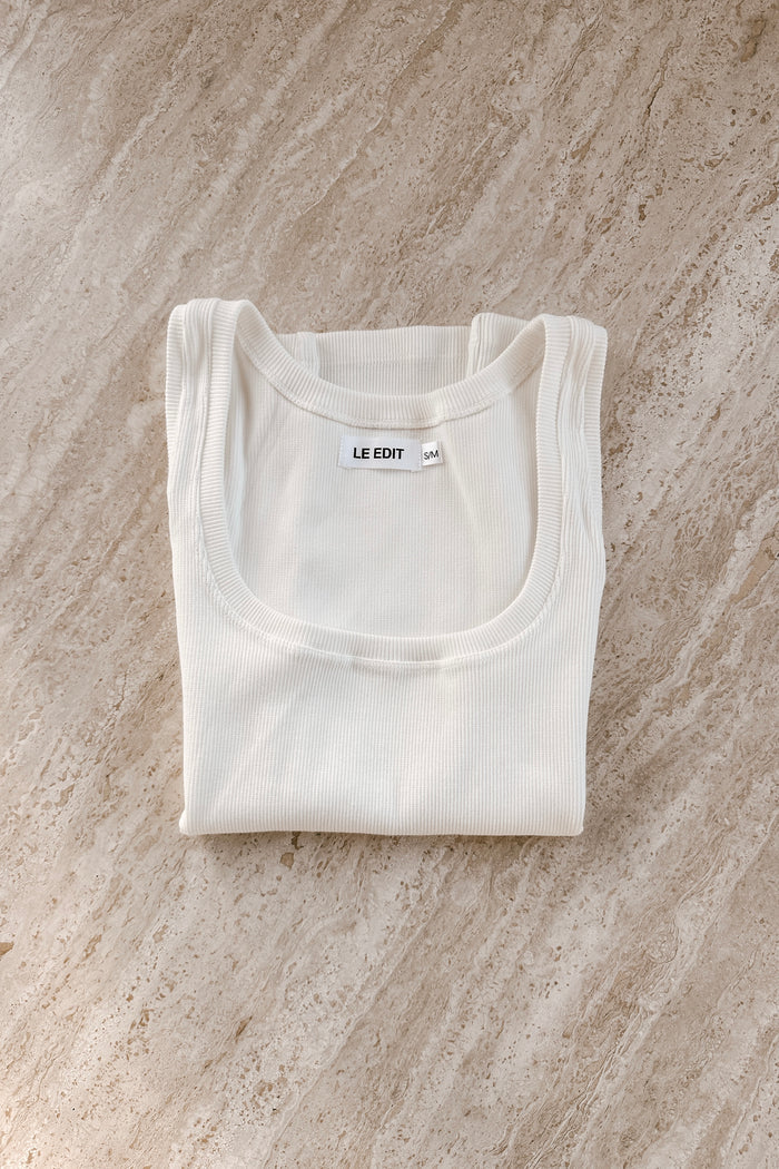 Ever Organic Ribbed Singlet Vanilla