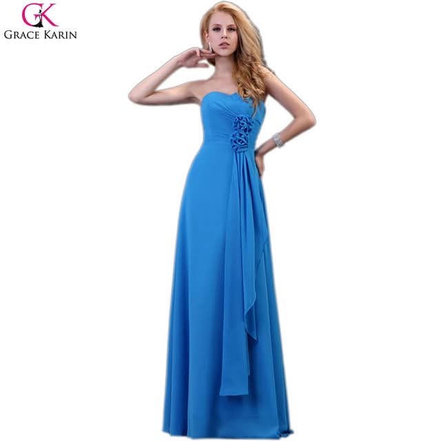Grace Karin Blue Gown with Roses