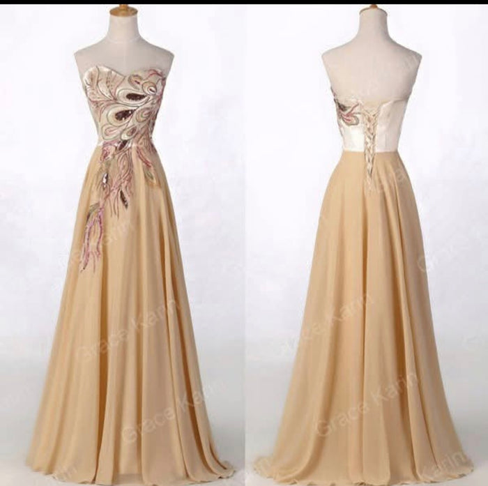 ชุดราตรีลายขนนกยูง Grace Karin / Grace Karin Peacock Print Evening Dress