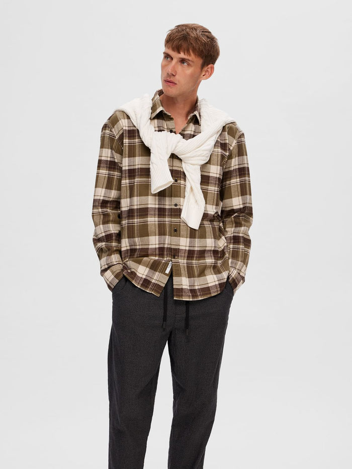 Green Check Print Full Sleeves Shirt