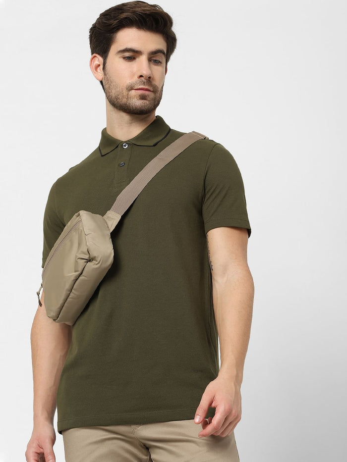 Green Organic Cotton Polo Neck T-Shirt