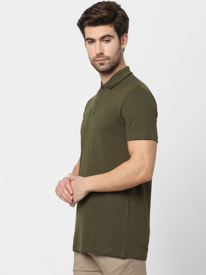 Green Organic Cotton Polo Neck T-Shirt