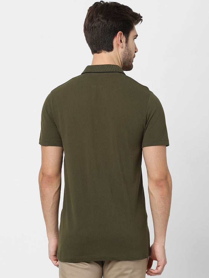 Green Organic Cotton Polo Neck T-Shirt
