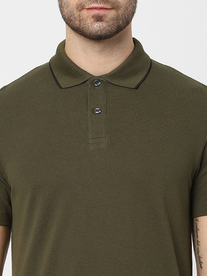 Green Organic Cotton Polo Neck T-Shirt