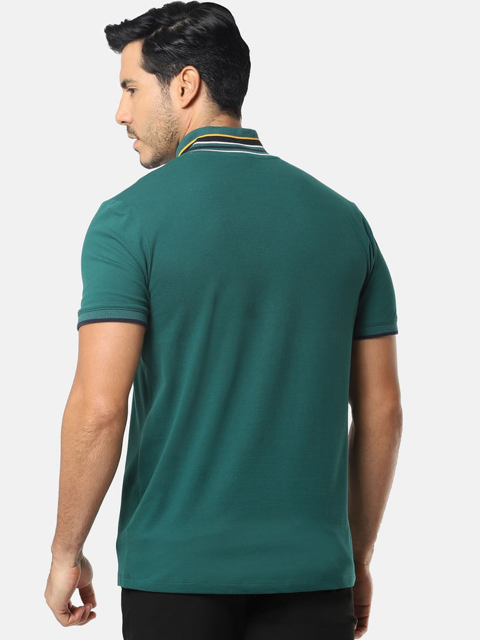 Green Zip Detail High Neck T-Shirt
