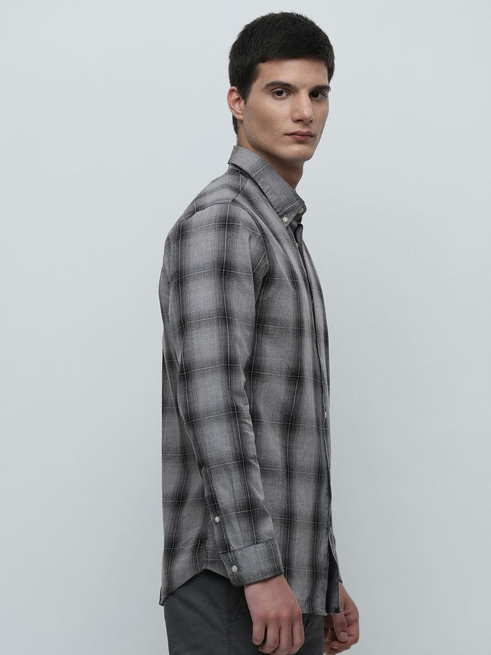 Grey Check Print Full Sleeves Shirt