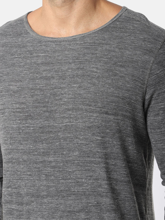 Grey Long Sleeves Crew Neck T-Shirt
