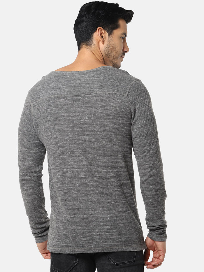 Grey Long Sleeves Crew Neck T-Shirt