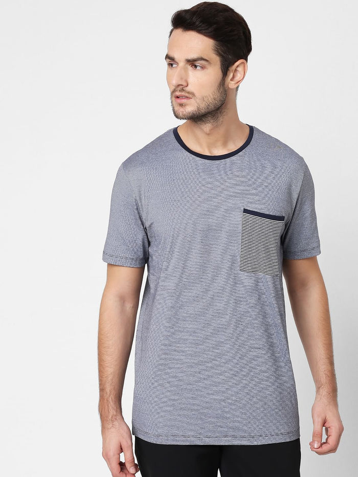 Grey Printed Pocket Crew Neck T-Shirt