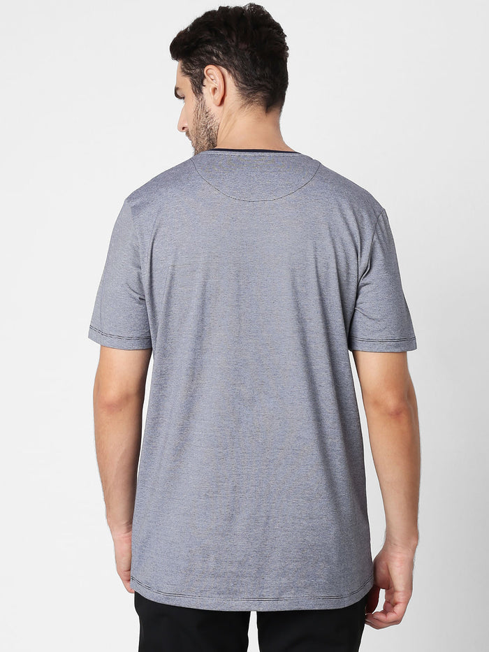 Grey Printed Pocket Crew Neck T-Shirt