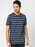 Grey Striped Crew Neck T-Shirt