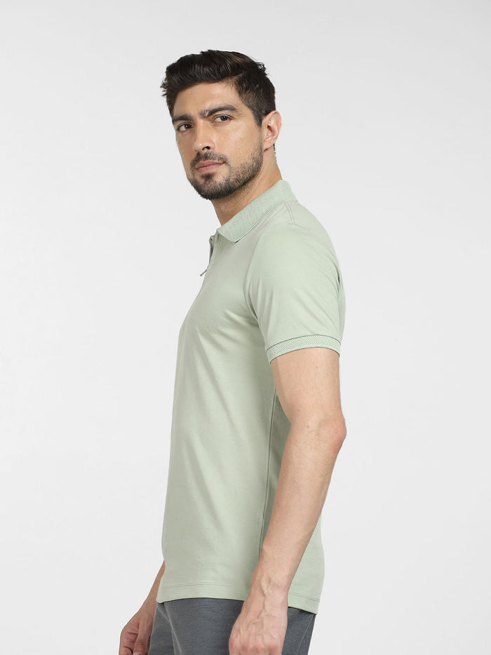 Grey Zip Collared Polo T-shirt